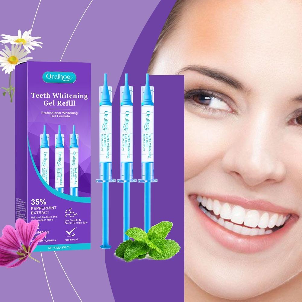Teeth Whitening Gel Refills - Peppermint Extract Clean Surface Stains Teeth