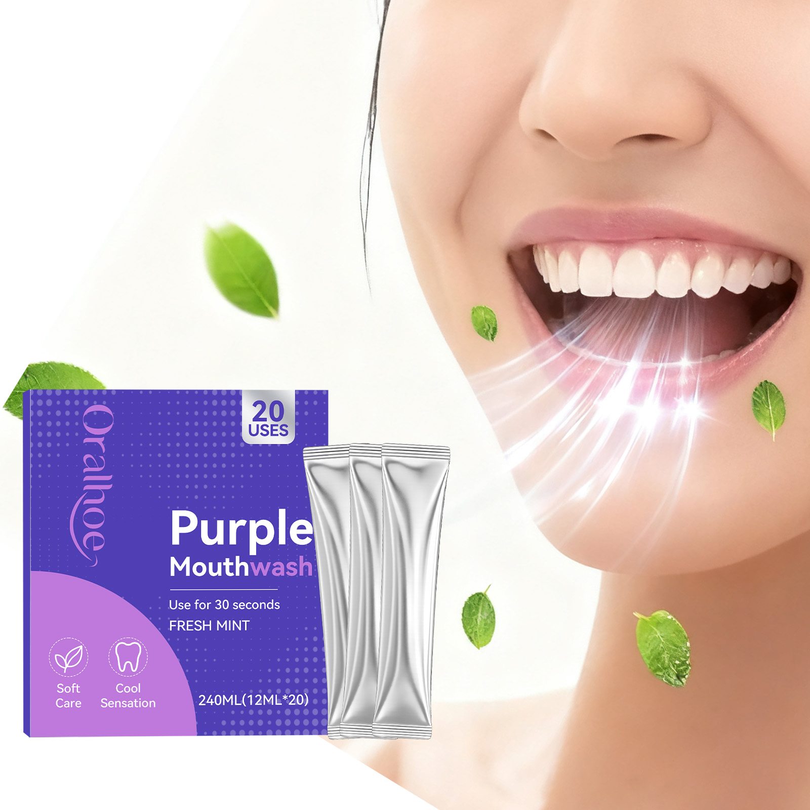 20pcs Purple Mouthwash Teeth W - огляд і ціна Teeth Whitening Yellow Teeth