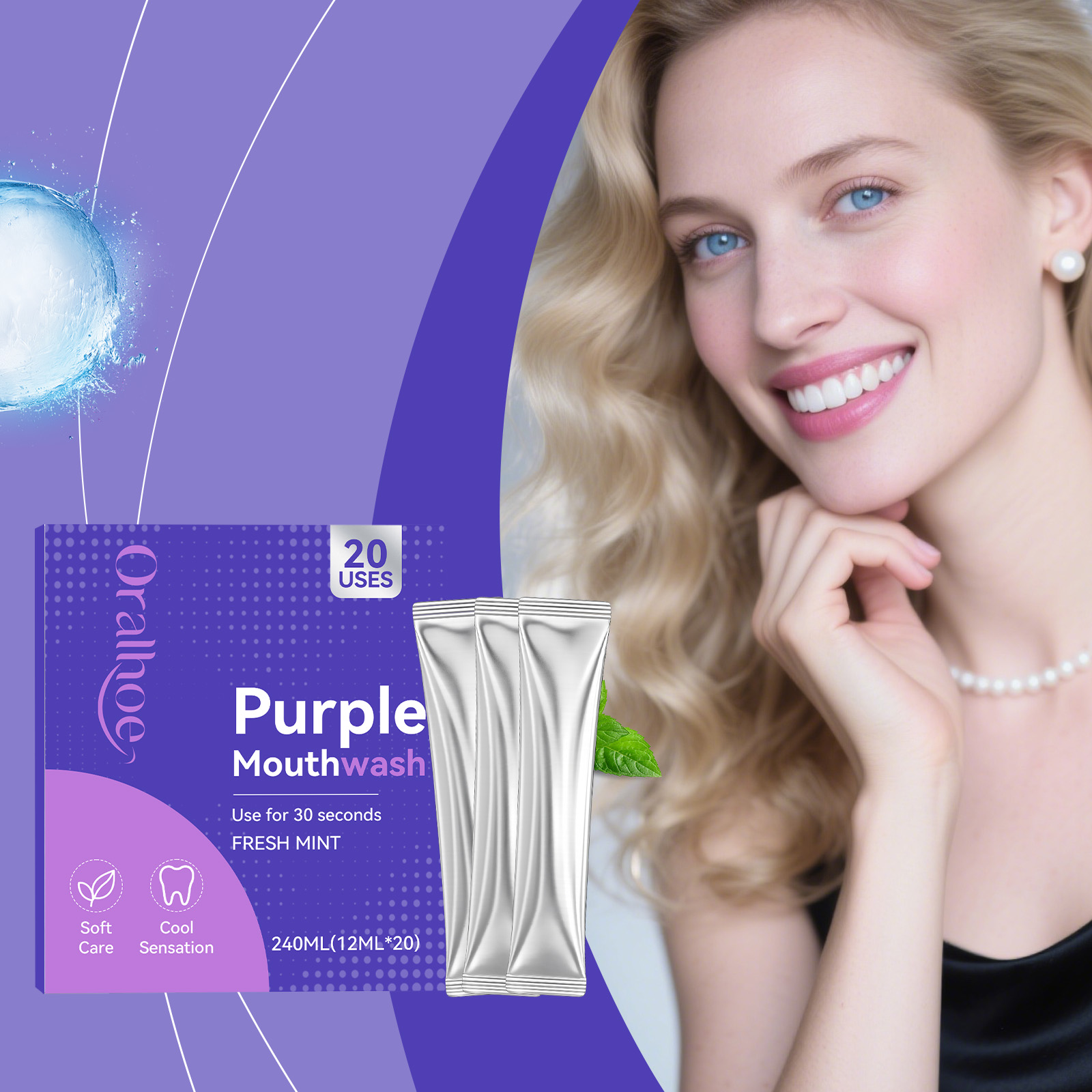 20pcs Purple Mouthwash Teeth W - огляд і ціна Teeth Whitening Yellow Teeth