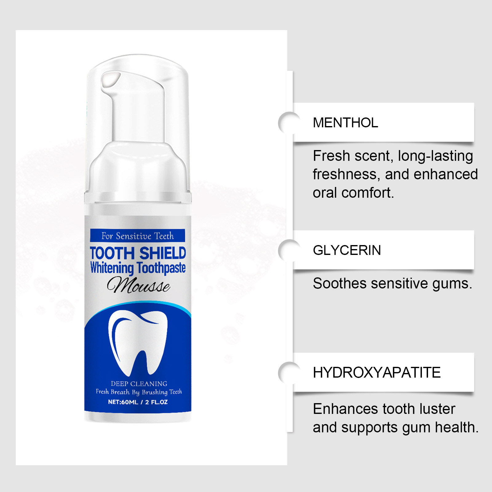 Hydroxyapatite Bright Whitenin - огляд і ціна Teeth Whitening Foam Toothpaste