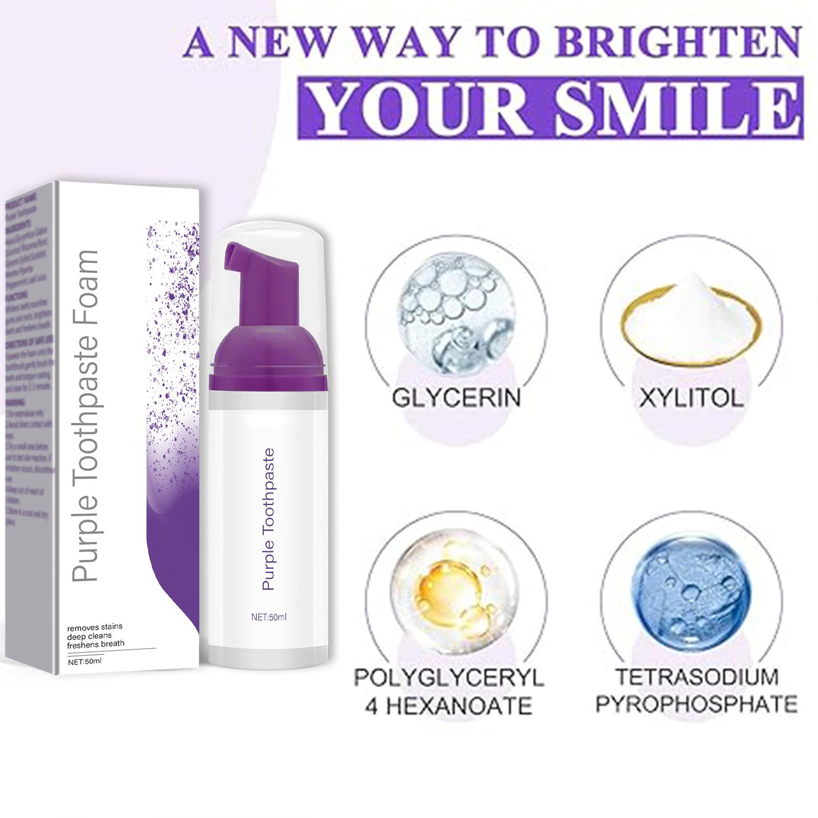 50ml Purple Whitening Toothpas - огляд і ціна Teeth Whitening Foam Toothpaste