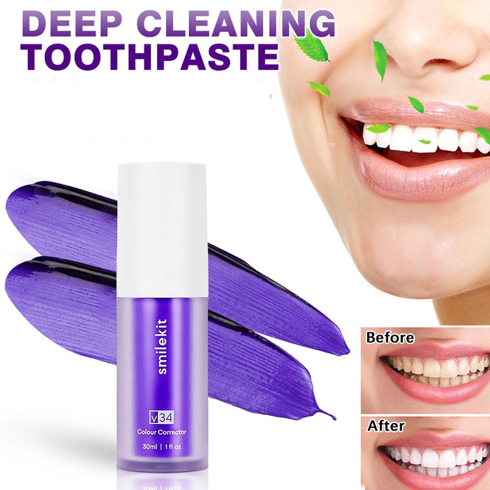 V34 Purple Brighten Whitening  - огляд і ціна Teeth Whitening Foam Toothpaste