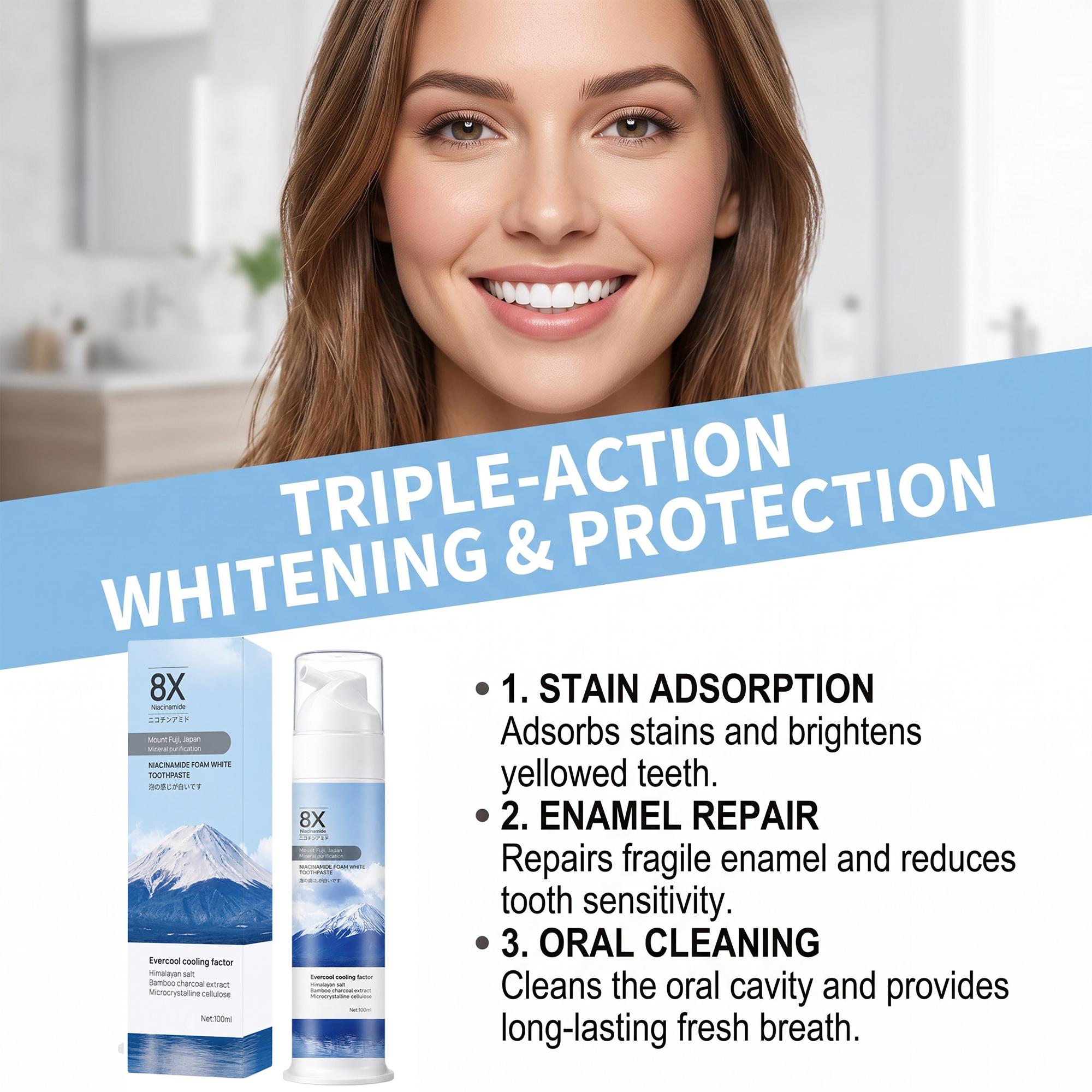 Niacinamide Foam Whitening Too - огляд і ціна Teeth Whitening Foam Toothpaste