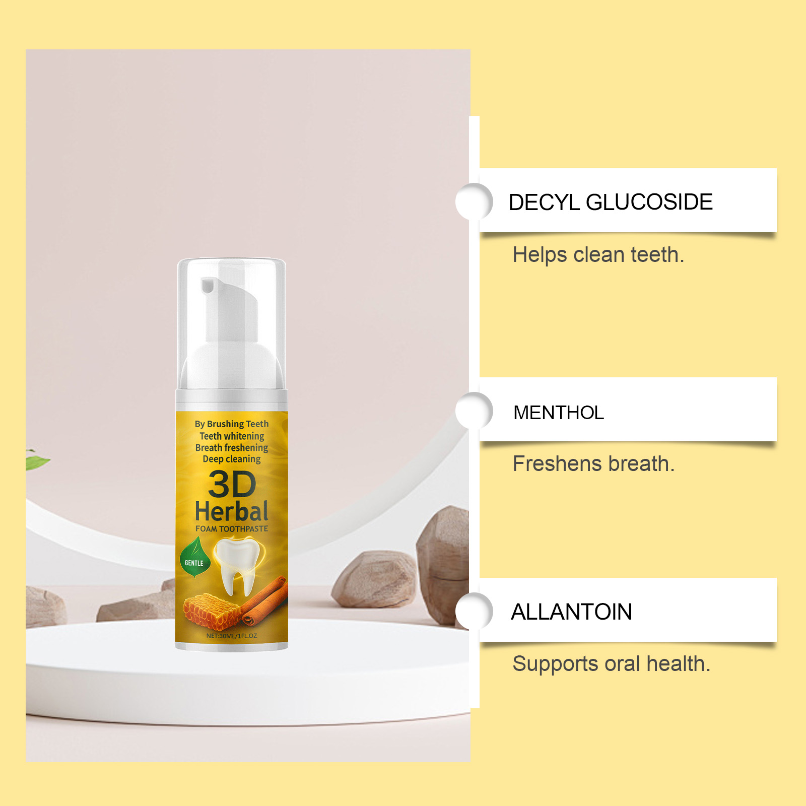Herbal Toothpaste Organic Fluo - огляд і ціна Teeth Whitening Foam Toothpaste
